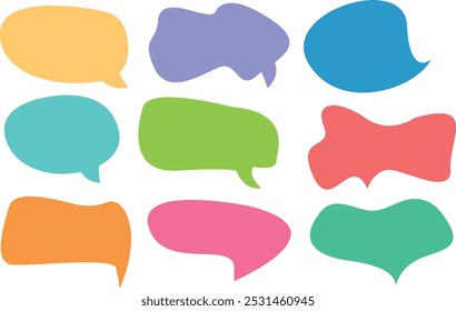 Abstract pastel-toned speech bubbles set with various shapes and text space