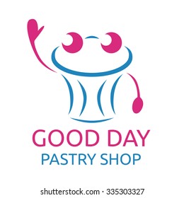 Abstract pastry character logo template. EPS 10 vector illustration, no transparency