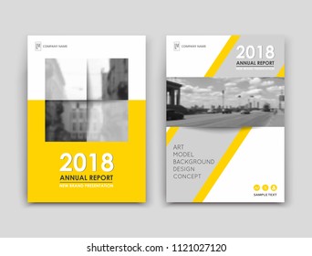 Abstract patch brochure cover design. Gray  info data banner frame. Techno title sheet model set. Modern vector front page art. Urban city blurb texture. Yellow citation figure icon. Ad flyer text. 