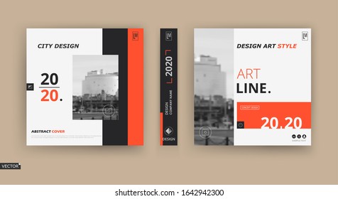 Abstract patch brochure cover design. Black info data banner frame. Techno title sheet model set. Modern vector front page art. Urban city blurb texture. Red citation figure icon. Ad flyer text font