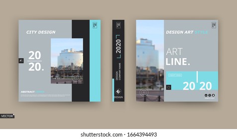 Abstract patch brochure cover design. Black info data banner frame. Techno title sheet model set.  