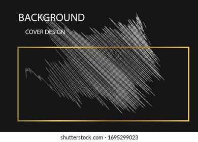  Abstract patch brochure cover design. Black info data banner frame. gold brushes strokes. Picture frame. Template for banners, advertising signs, flyers, postcards.