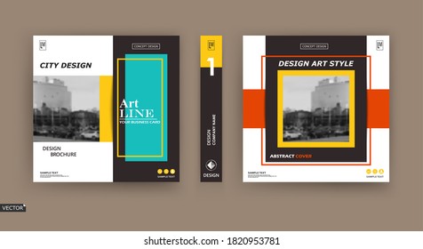 Abstraktes Design der Pflasterbroschüre. Schwarze Infodaten-Banner-Rahmen. Techno Titelblatt Modell Set. Moderne Vektorvorderseite Kunst. Städtische Blumenstruktur.Gelbe Zitat-Symbol. Schriftart des Werbetextes