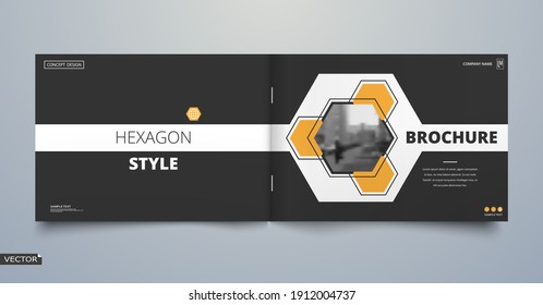 Abstract patch brochure cover design. Black info data banner frame. Techno title sheet model set. Modern vector front page art. Urban city blurb texture. Yellow citation figure icon. Ad flyer text