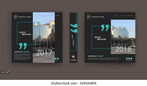 Abstract patch brochure cover design. Black info data banner frame. Techno title sheet model set. Modern vector front page art. Urban city blurb texture. Green citation figure icon. Ad flyer text font