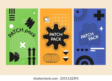 Abstract patches and banners - set of vector template illustrations