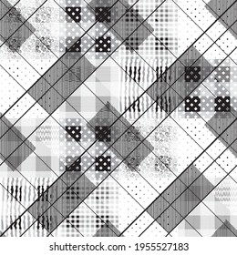 abstract patchwork pattern on black