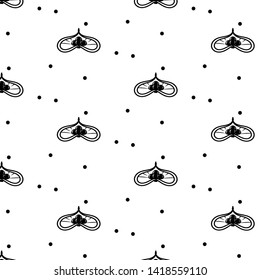 abstract patern with black flover with dots. vector texture. vintage patern on white background. Design for textile, fabric, wallpapers. [Convertito]
