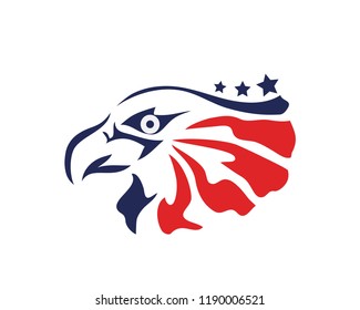 Abstract Patriotic American Eagle And Star Logo In Isolated White Background