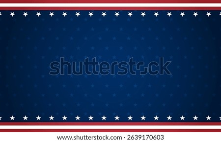 Abstract Patriotic stripe border with a dark blue seamless pattern star background