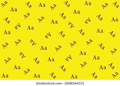 Abstract Pattern of Aa Letters on a Bright Yellow Background.