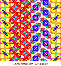 Abstract pattern with angular elements placement on yellow background.