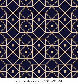 Abstract pattern in Arabian style. Seamless background. Dark-blue and gold pattern. Graphic modern pattern