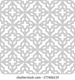Abstract pattern in Arabian style. Seamless vector background. Gray and white texture.