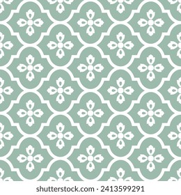 Abstract pattern in Arabian style. Seamless vector background. Green and white texture. Graphic modern pattern.