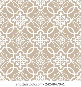 Abstract pattern in Arabian style. Seamless background. Beige and white pattern.