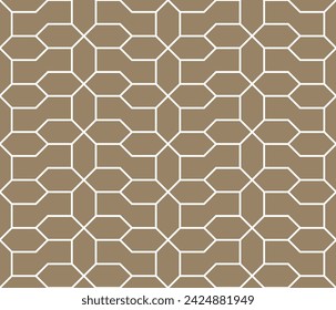 Patrón abstracto en estilo árabe. Fondo de vector sin costura. Patrón moderno gráfico en oro y blanco.