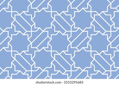 Abstract pattern in Arabian style. Seamless vector background. Blue and white Graphic modern pattern.