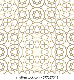 Abstract pattern in Arabian style. Seamless  vector background. Gold and white texture.