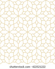 Abstract pattern in Arabian style. Seamless vector background. Gold and white texture.