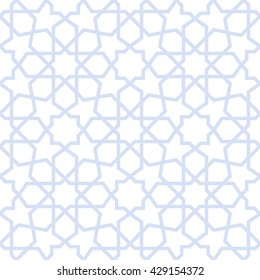 Abstract pattern in Arabian style. Seamless vector background. Blue and white graphic pattern