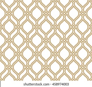 Abstract pattern in Arabian style. Seamless vector background. Gold and white texture. Graphic modern pattern.