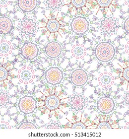 Abstract pattern in Arabian style. Seamless vector background. Green and blue texture on white background. Graphic modern pattern.
