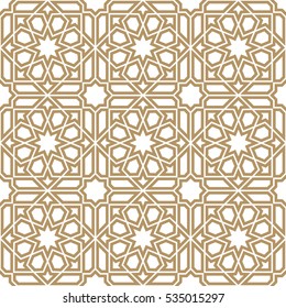 Abstract pattern in Arabian style. Seamless vector background. Gold and white texture. Graphic modern pattern