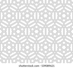 Abstract pattern in Arabian style. Seamless vector background. Grey and white graphic pattern