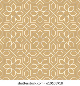 Abstract pattern in Arabian style. Seamless vector background. Gold and white texture. Graphic modern pattern.