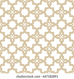 Abstract pattern in Arabian style. Seamless vector background. Gold and white texture. Graphic modern pattern.