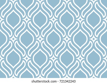 Abstract pattern in Arabian style. Seamless vector background. Blue and white texture. Graphic modern pattern.