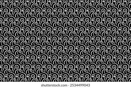 Padrão abstrato arte nuvem ou concha espiral projeto padrão. linha, nuvem preto e branco, círculo.