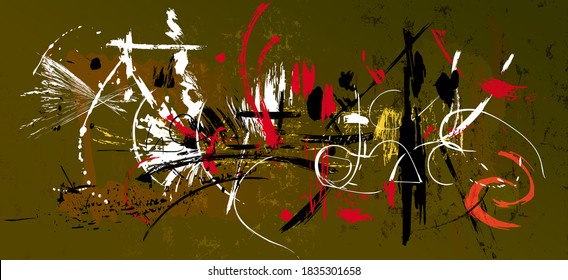 abstract pattern, art inspired, with grunge structure, strokes, splashes and lines