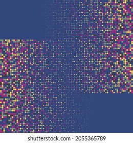 Abstract pattern in autumn colours on a blue background. Groups of squares in variable sizes and random colourfulness for landing pages, posters, brochures, flyers, textile, wrapping and decoration.