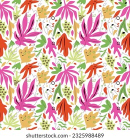 Patrón abstracto con hojas de otoño en colores pastel y delicados.Textura, línea, puntos y puntos. Color rosa, verde y gris. Para textiles, moda, papel de pared, papel de envoltura