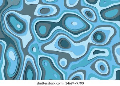 Abstract pattern background blue colour contour line design element for environment and web cover template. Paper cut style, Vector illustration EPS10