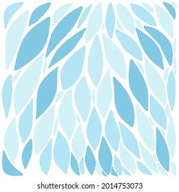 Abstract pattern background with blue organic shapes, leaves. Vector illustration monochrome background design