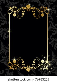 abstract pattern background with golden floral decorated frame, illustration