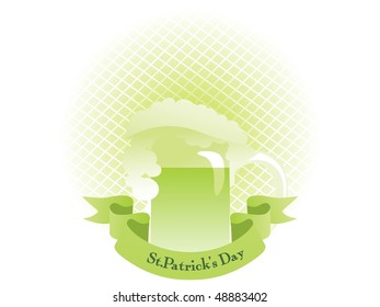 abstract pattern background with isolated mug, ribboon