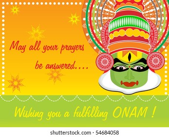 abstract pattern background with kathkali dancer face, vector wallpaper