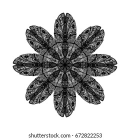 Abstract pattern. The background is light. Vector illustration for your design. Black pattern on white. A pattern by hand. Outline flower.