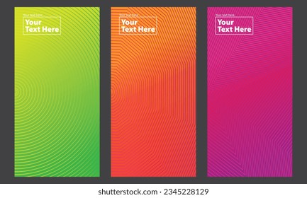 Abstract pattern background with line gradient texture for minimal dynamic cover design. Pink, yellow, green placard poster template, Vector illustration of bright color.