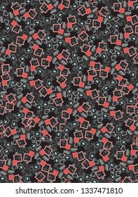 Abstract pattern background made of geometric and organic shapes im black,gray and red.