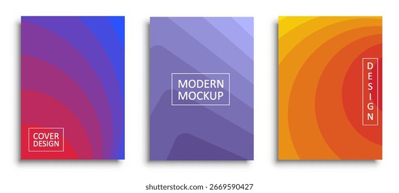 Abstract pattern background mockup design set. Abstract modern gradient art color lines poster template. Layout backdrop design for banner, cover, poster or flyer - vector