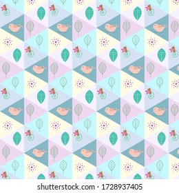 Abstract pattern background. natural  leaves and bird