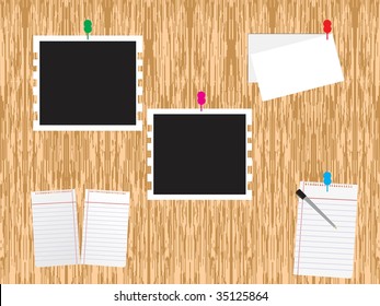 abstract pattern background with polariods cards, pencil paper