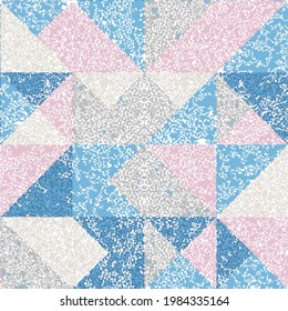 abstract pattern background, with triangles strokes,Small geometric abstract mosaic pattern with triangles and simple shapes in blue and pink colors for textured background.