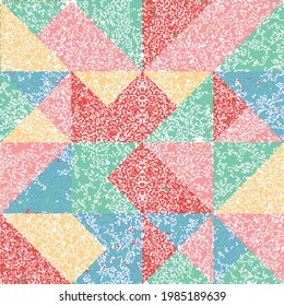 abstract pattern background, with triangles strokes,Small geometric abstract mosaic pattern with triangles and simple shapes in red and pink colors for textured background.