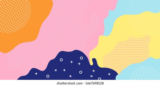 Abstract pattern background, vector color paint splash shape art design. Memphis pattern, geometric modern trendy texture bright background